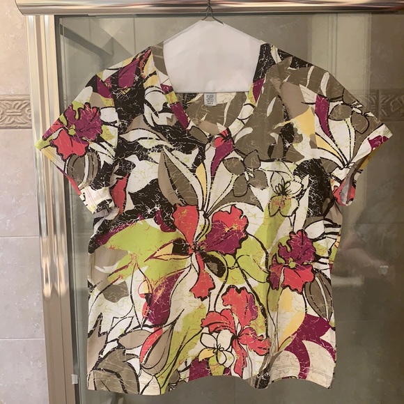 Chico’s size 3 floral v neck - Picture 1 of 2